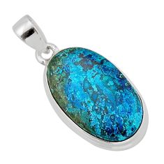 13.56cts natural blue chrysocolla 925 sterling silver pendant jewelry y79480