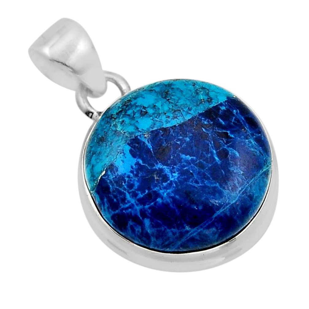 11.26cts natural blue chrysocolla 925 sterling silver pendant jewelry y93327