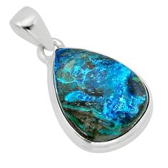 9.86cts natural blue chrysocolla pear 925 sterling silver pendant jewelry y79474