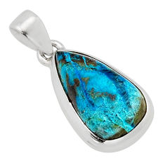 7.24cts natural blue chrysocolla pear 925 sterling silver pendant jewelry y79477