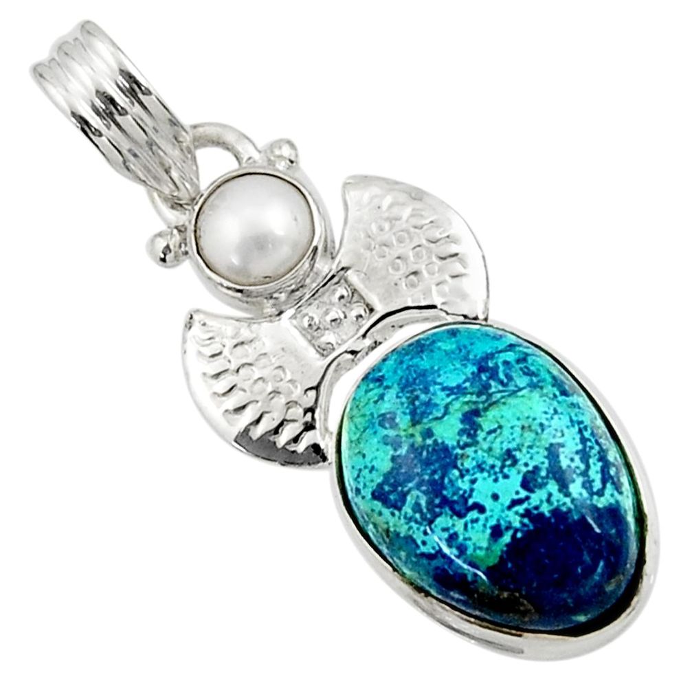  blue chrysocolla pearl 925 sterling silver pendant d44926