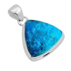 9.38cts natural blue chrysocolla trillion 925 sterling silver pendant y93336