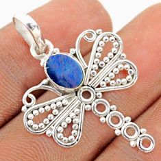 1.54cts natural blue doublet opal australian 925 silver dragonfly pendant t76964