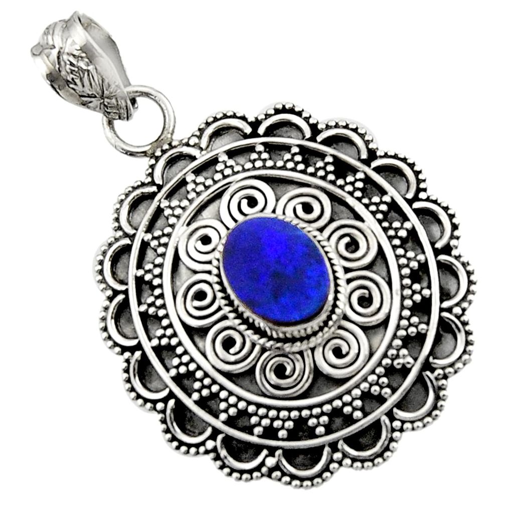 blue doublet opal australian 925 sterling silver pendant d45075