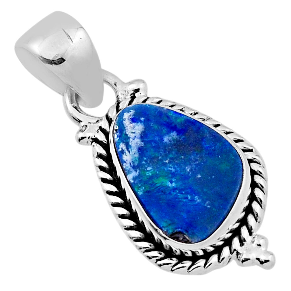 3.59cts natural blue doublet opal australian 925 sterling silver pendant n31696