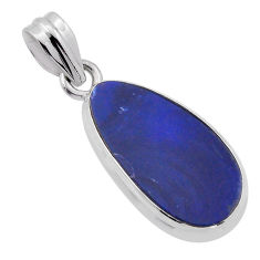 6.50cts natural blue doublet opal australian 925 sterling silver pendant n51547