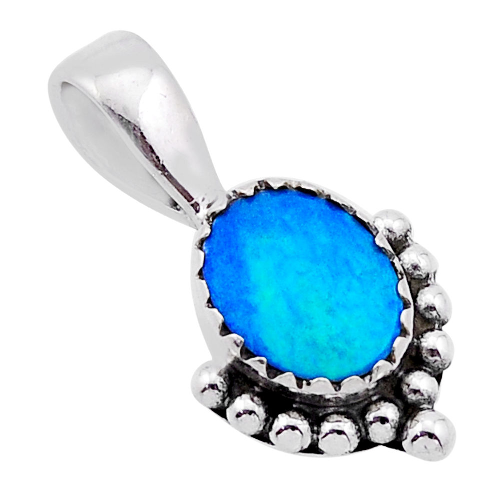 2.05cts natural blue doublet opal australian 925 sterling silver pendant n54070