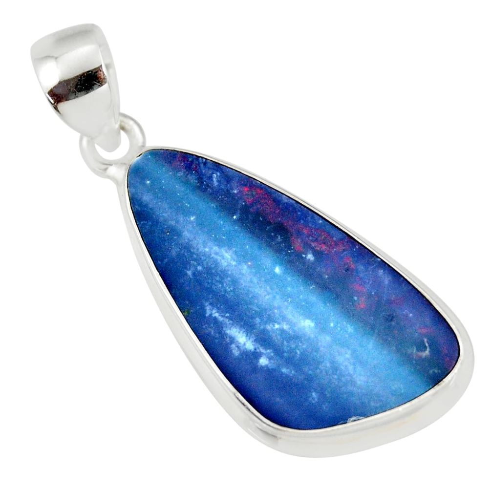 9.27cts natural blue doublet opal australian 925 sterling silver pendant r36105