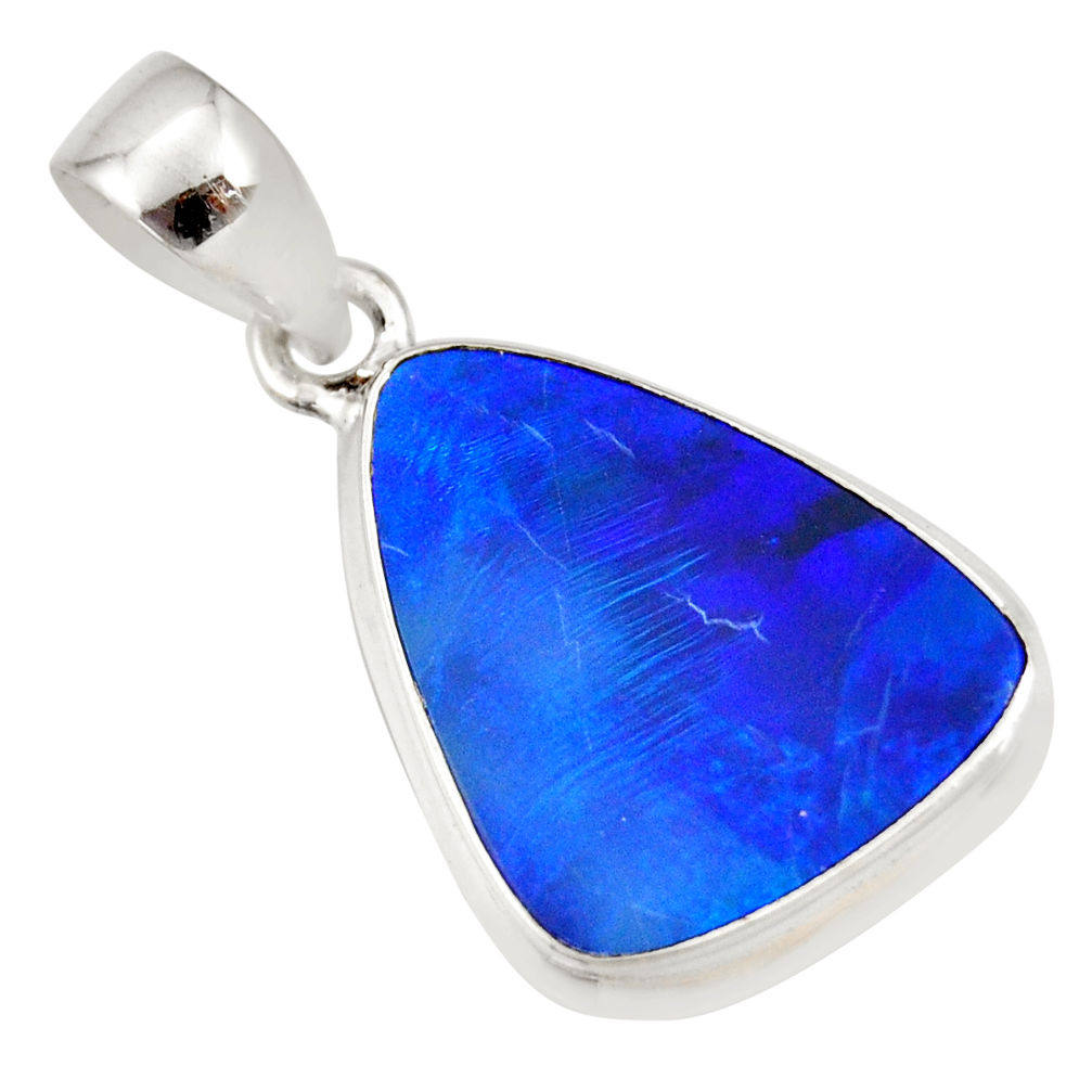 8.49cts natural blue doublet opal australian 925 sterling silver pendant r36114