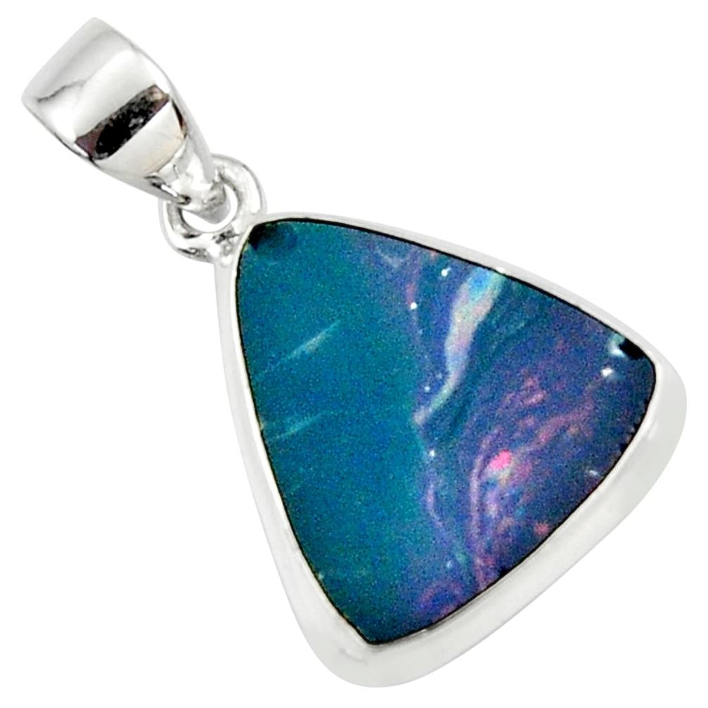 8.49cts natural blue doublet opal australian 925 sterling silver pendant r36130