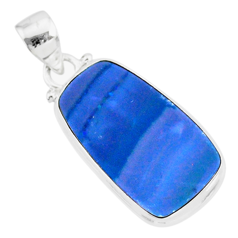 10.65cts natural blue doublet opal australian 925 sterling silver pendant r86162