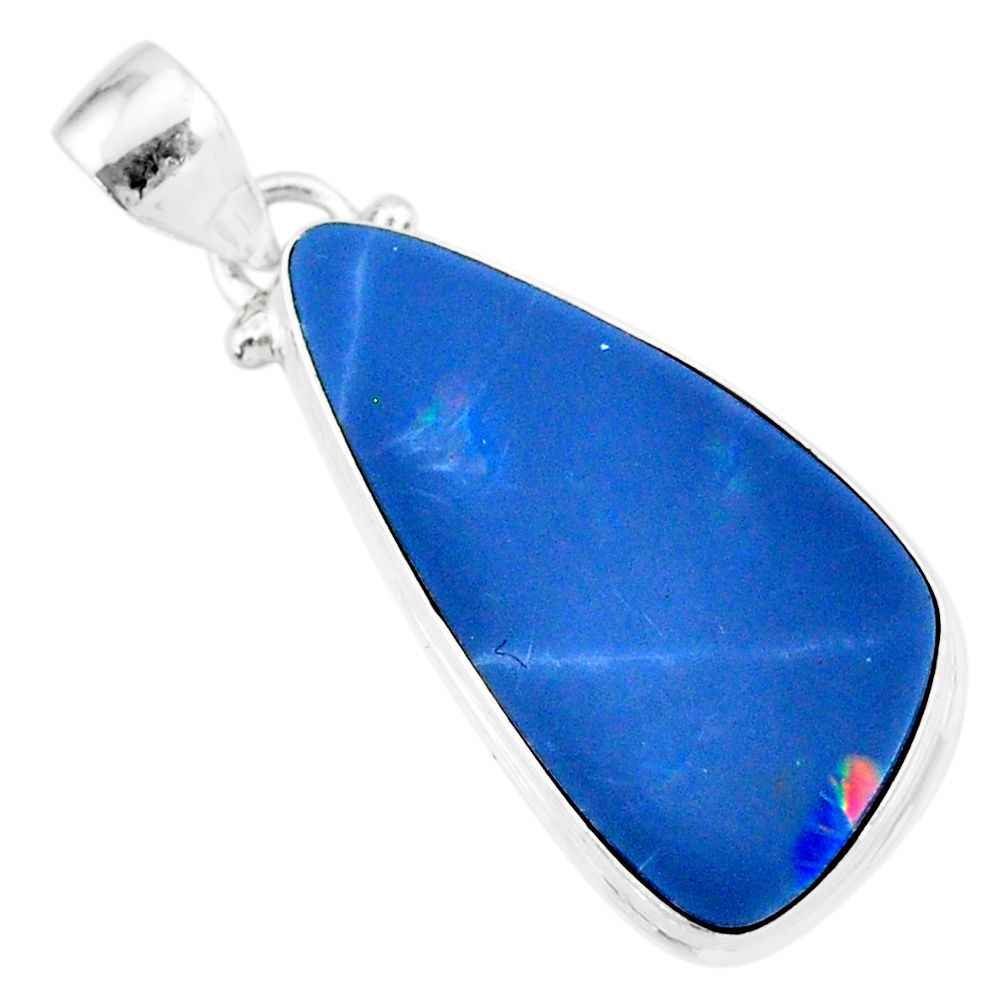 10.97cts natural blue doublet opal australian 925 sterling silver pendant r86169