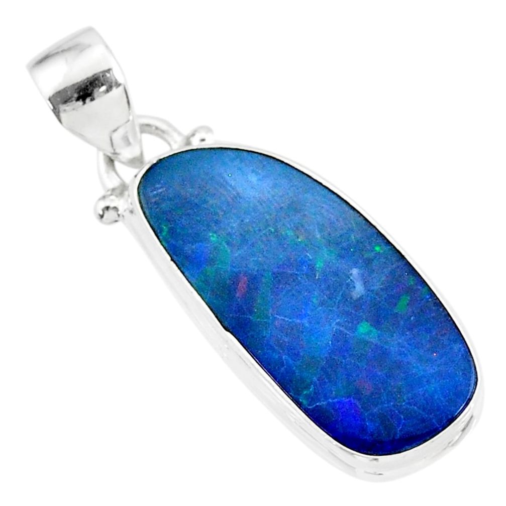 9.41cts natural blue doublet opal australian 925 sterling silver pendant r86173