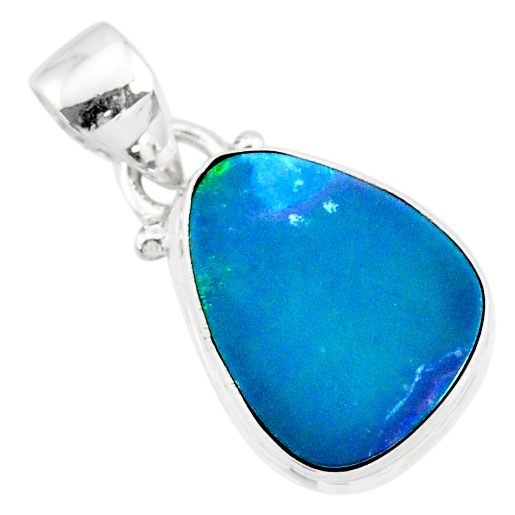 7.50cts natural blue doublet opal australian 925 sterling silver pendant r86175