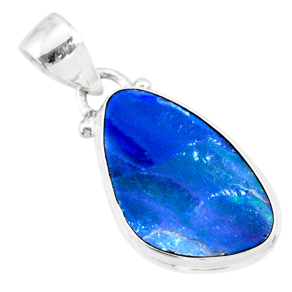 8.60cts natural blue doublet opal australian 925 sterling silver pendant r86176