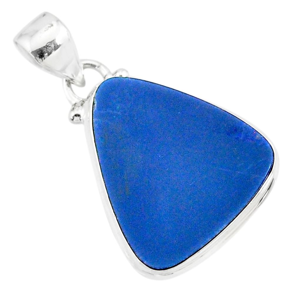 9.87cts natural blue doublet opal australian 925 sterling silver pendant r86177