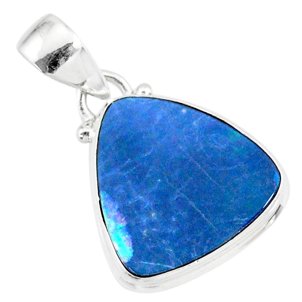 8.49cts natural blue doublet opal australian 925 sterling silver pendant r86181