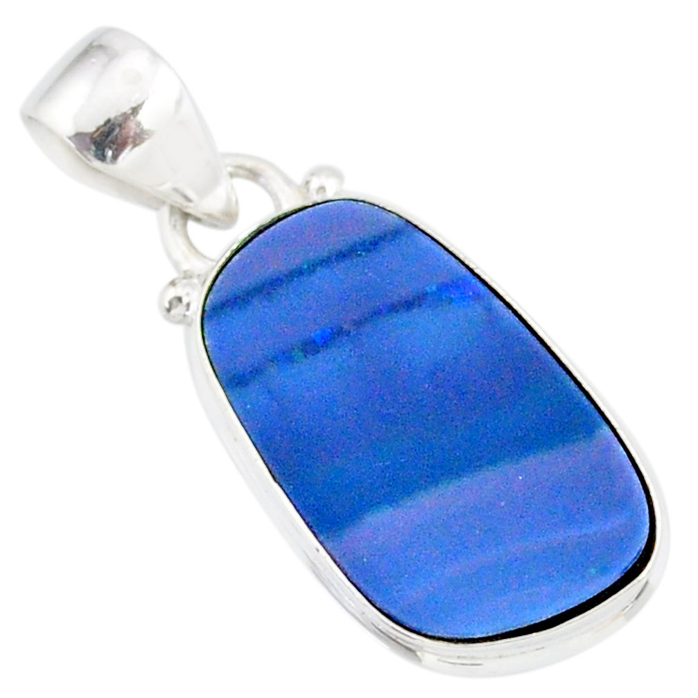 8.33cts natural blue doublet opal australian 925 sterling silver pendant r86210