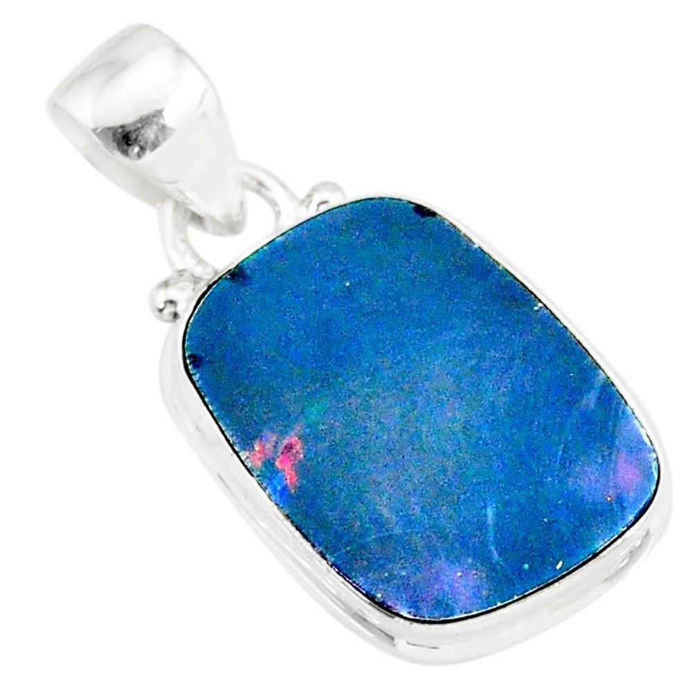 8.49cts natural blue doublet opal australian 925 sterling silver pendant r86212