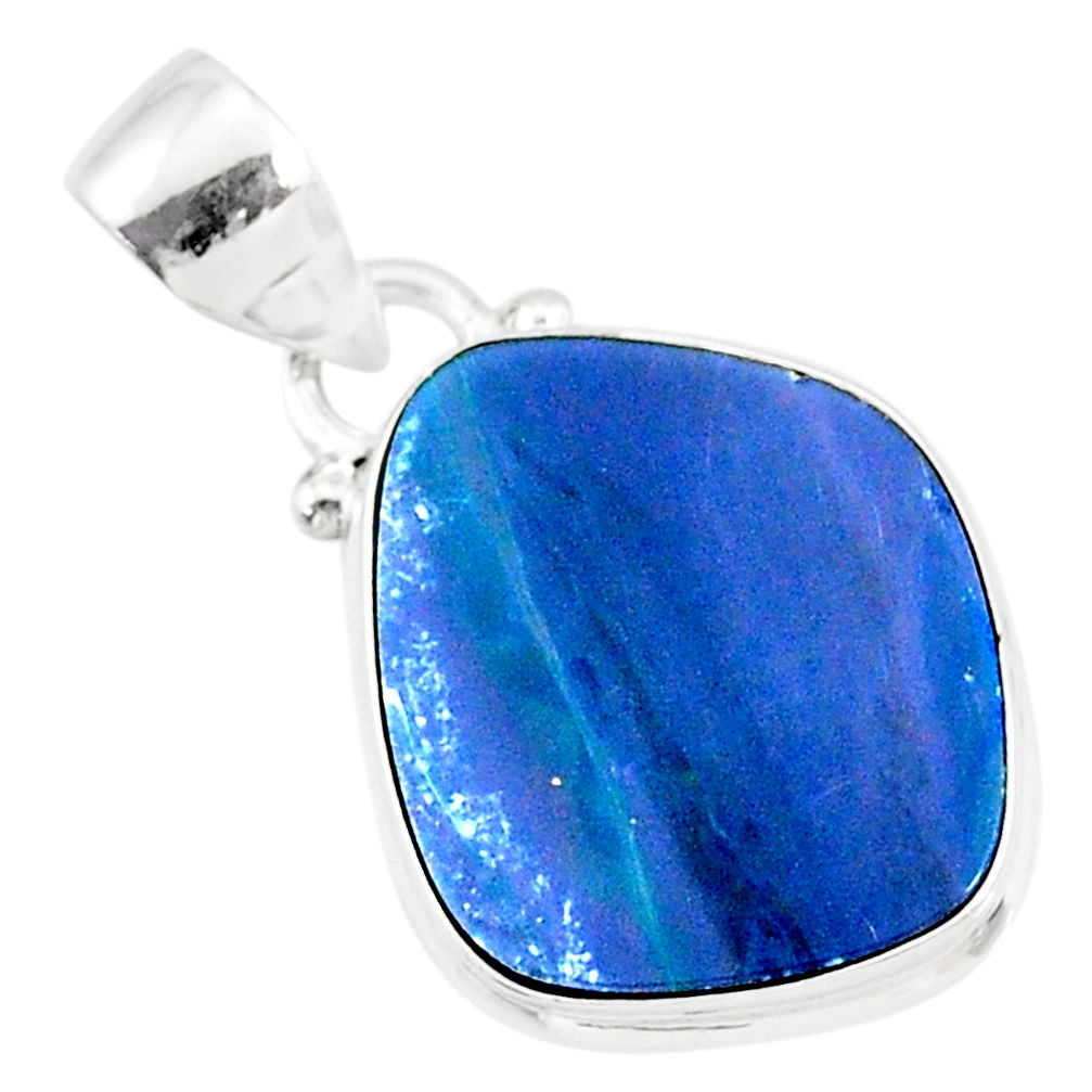 8.60cts natural blue doublet opal australian 925 sterling silver pendant r86220