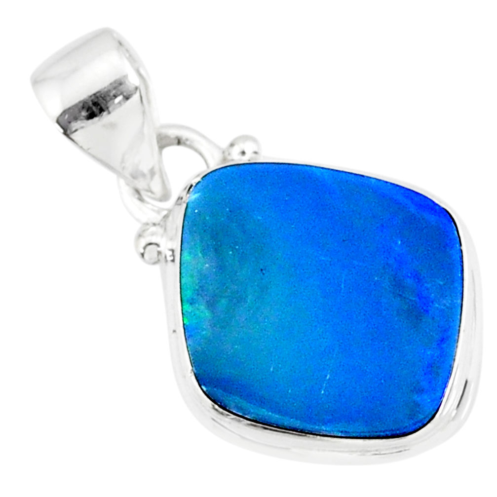 7.29cts natural blue doublet opal australian 925 sterling silver pendant r86228