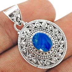 2.23cts natural blue doublet opal australian 925 sterling silver pendant t76199