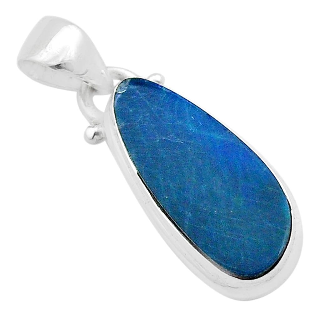4.60cts natural blue doublet opal australian 925 sterling silver pendant u58367