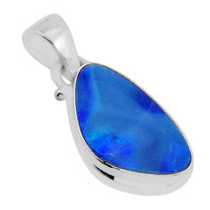 4.18cts natural blue doublet opal australian 925 sterling silver pendant y55401