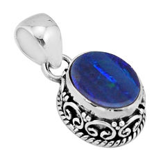 3.43cts natural blue doublet opal australian 925 sterling silver pendant y63772