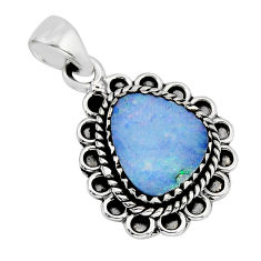 3.77cts natural blue doublet opal australian 925 sterling silver pendant y72906