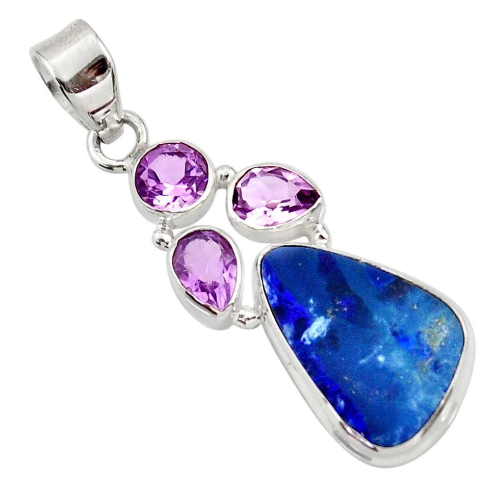  blue doublet opal australian amethyst 925 silver pendant d45423