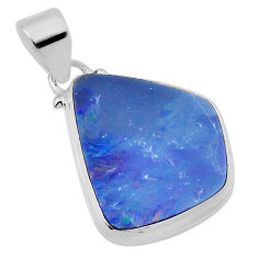 7.49cts natural blue doublet opal australian fancy 925 silver pendant n31668