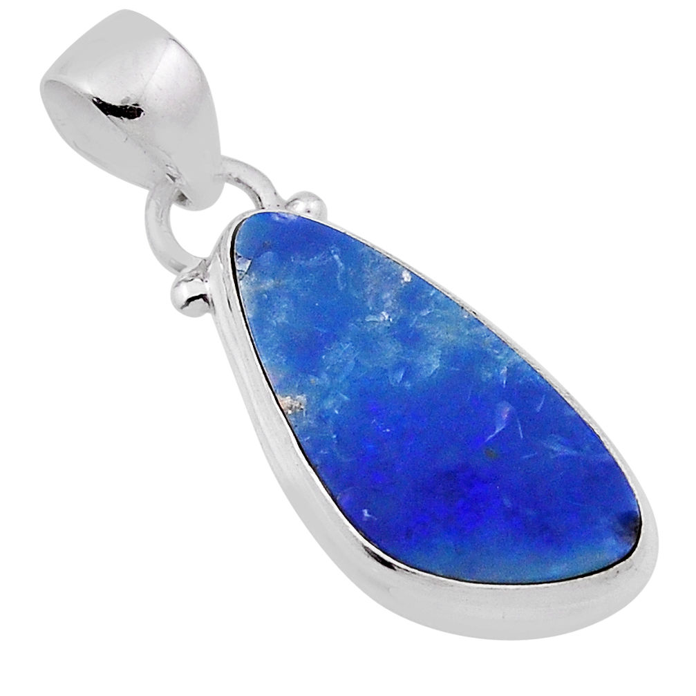 4.90cts natural blue doublet opal australian fancy 925 silver pendant n31671