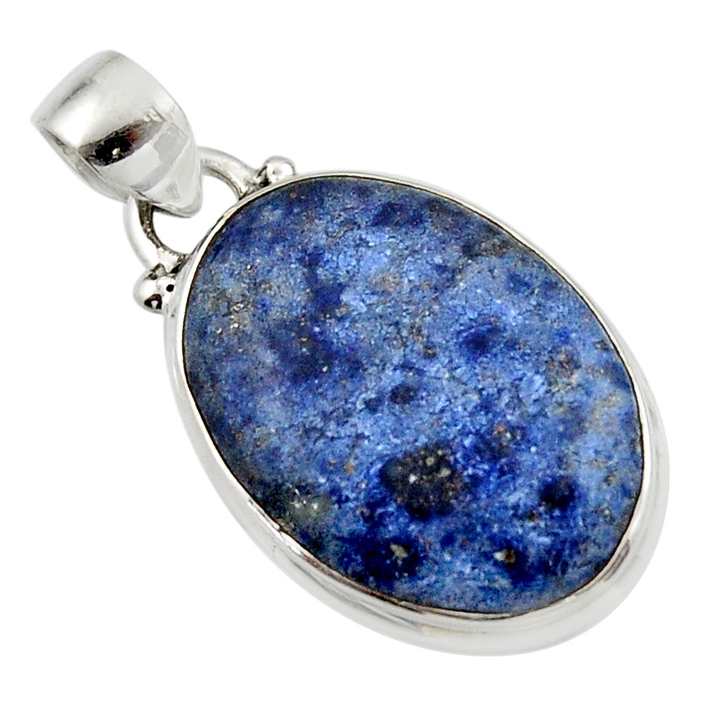 13.65cts natural blue dumorite (dumortierite) 925 sterling silver pendant r46605