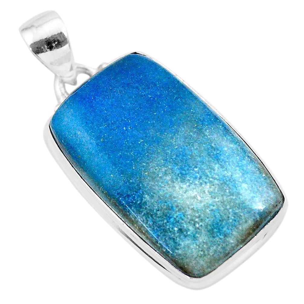 22.02cts natural blue dumorite (dumortierite) 925 sterling silver pendant t28621