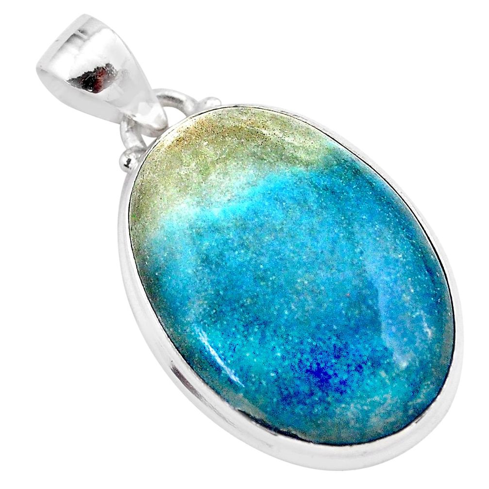 18.68cts natural blue dumorite (dumortierite) 925 sterling silver pendant t28644