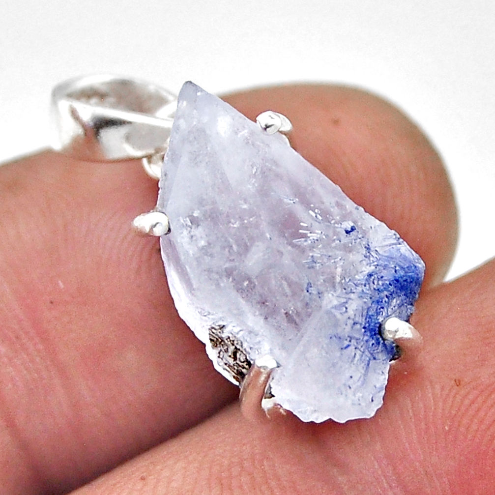 8.42cts natural blue dumortierite 925 sterling silver pendant jewelry n45407