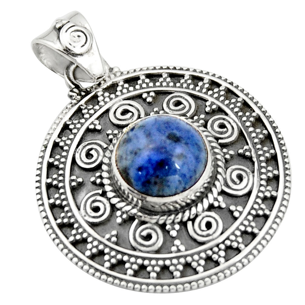 5.35cts natural blue dumortierite 925 sterling silver pendant jewelry r20254