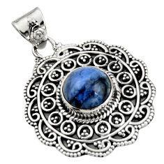 5.01cts natural blue dumortierite 925 sterling silver pendant jewelry r20258
