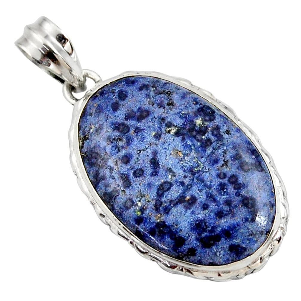 18.10cts natural blue dumortierite 925 sterling silver pendant jewelry r27749