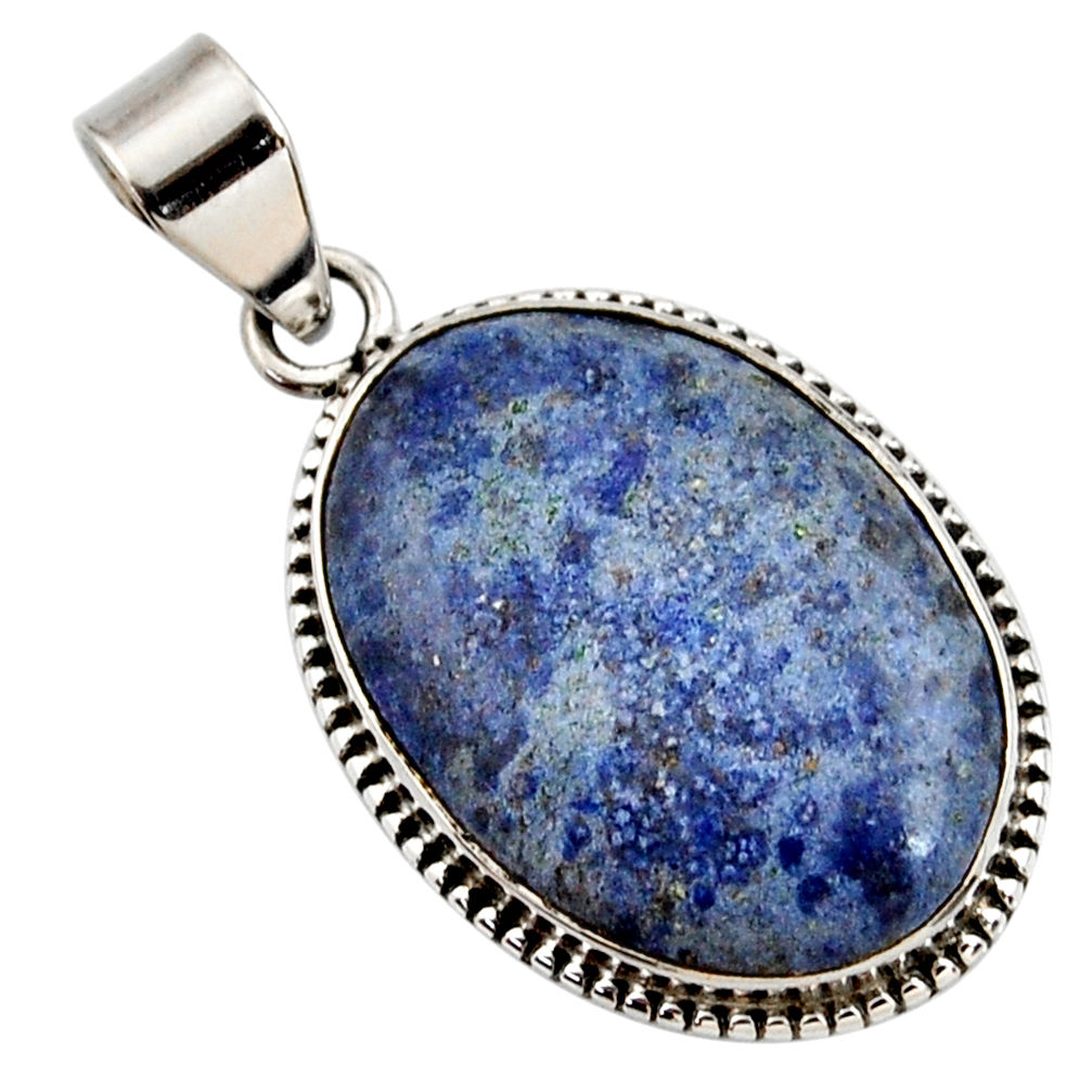 17.57cts natural blue dumortierite 925 sterling silver pendant jewelry r27751