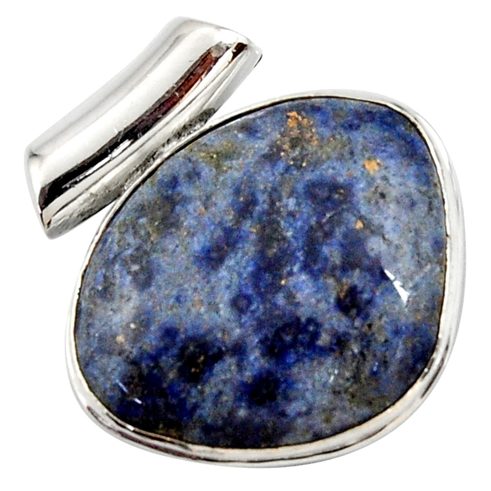 17.57cts natural blue dumortierite 925 sterling silver pendant jewelry r27752