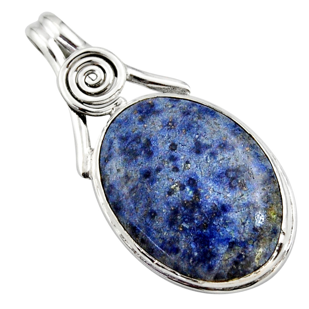 19.23cts natural blue dumortierite 925 sterling silver pendant jewelry r27981