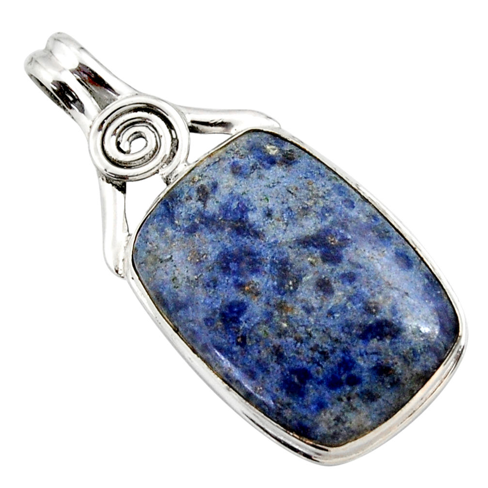 19.23cts natural blue dumortierite 925 sterling silver pendant jewelry r27982