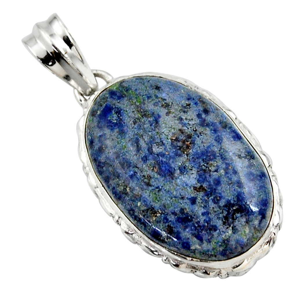 18.10cts natural blue dumortierite 925 sterling silver pendant jewelry r27985