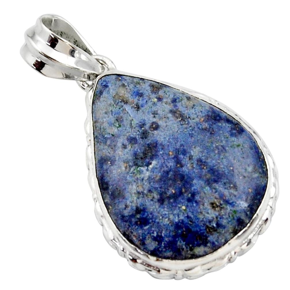 18.70cts natural blue dumortierite 925 sterling silver pendant jewelry r27987