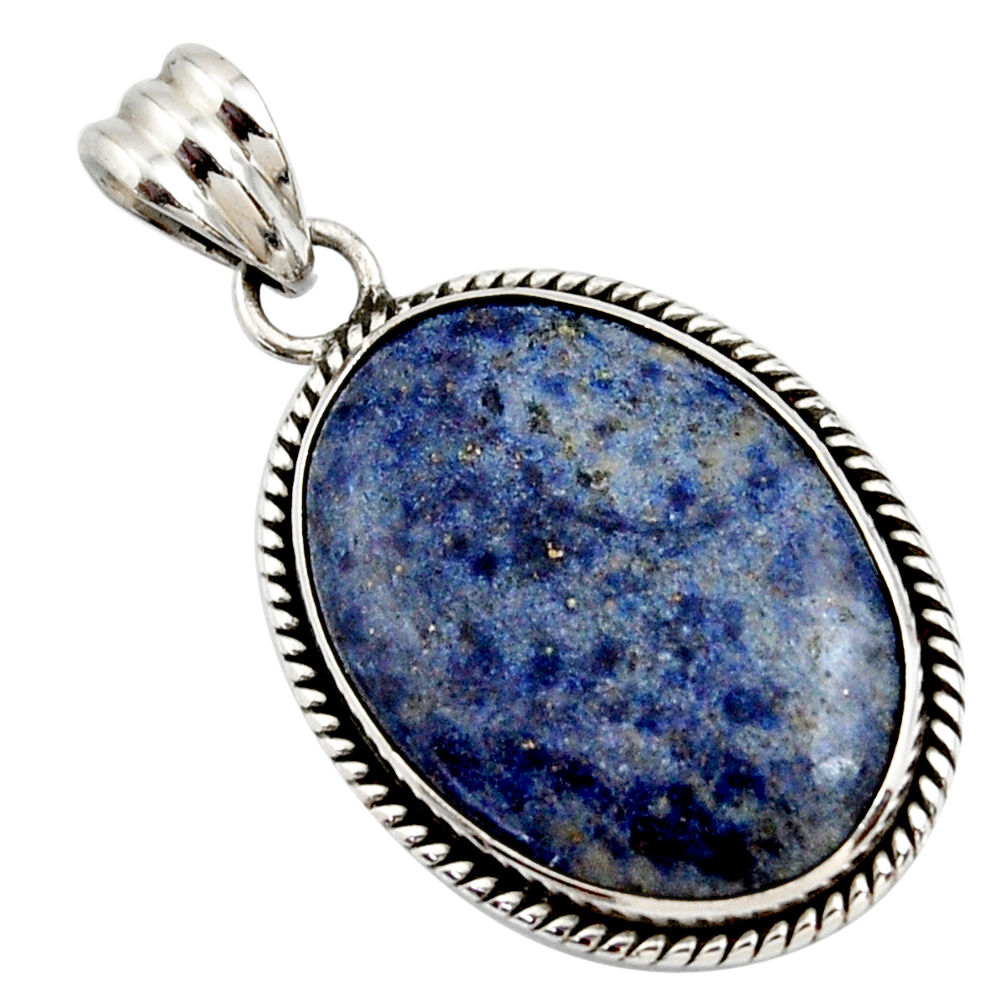 20.07cts natural blue dumortierite 925 sterling silver pendant jewelry r27990