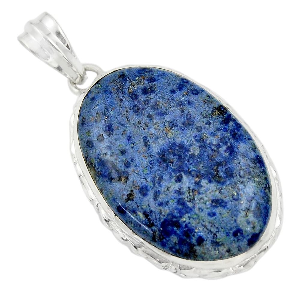 24.38cts natural blue dumortierite 925 sterling silver pendant jewelry r31885