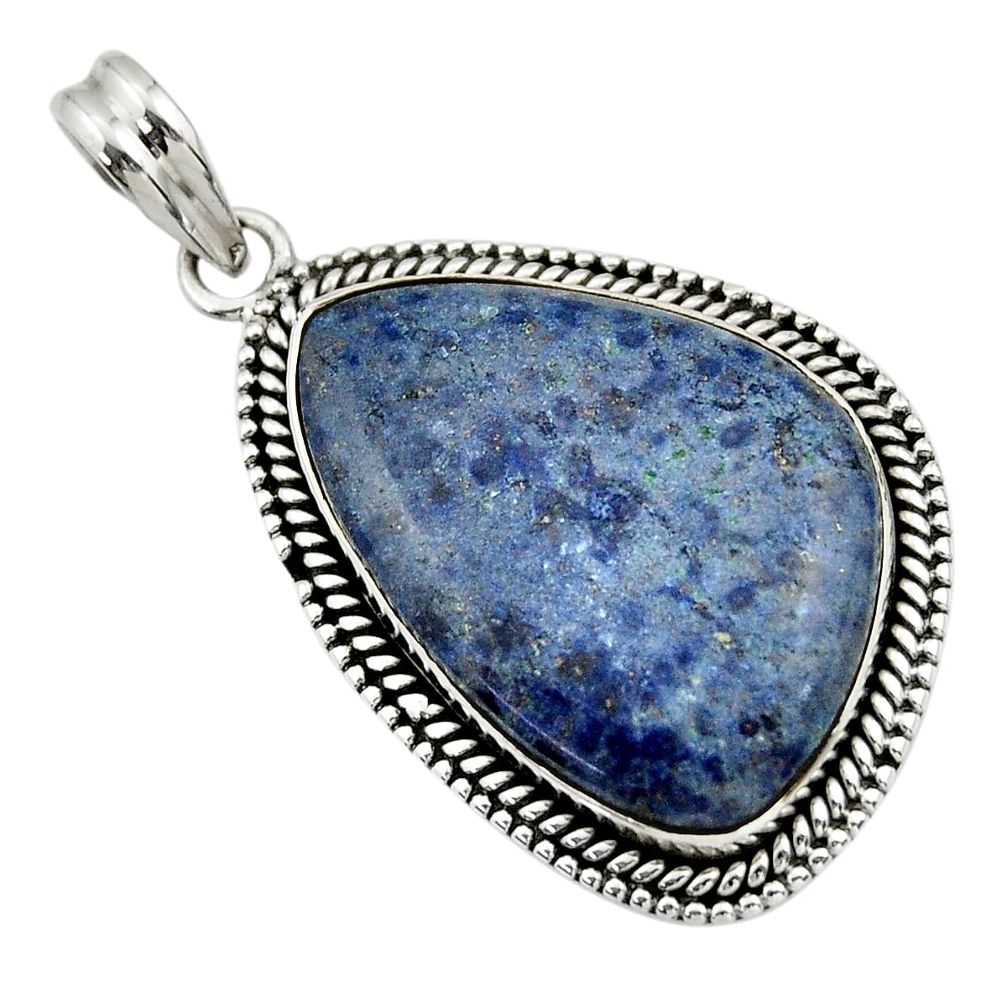 25.19cts natural blue dumortierite 925 sterling silver pendant jewelry r31886