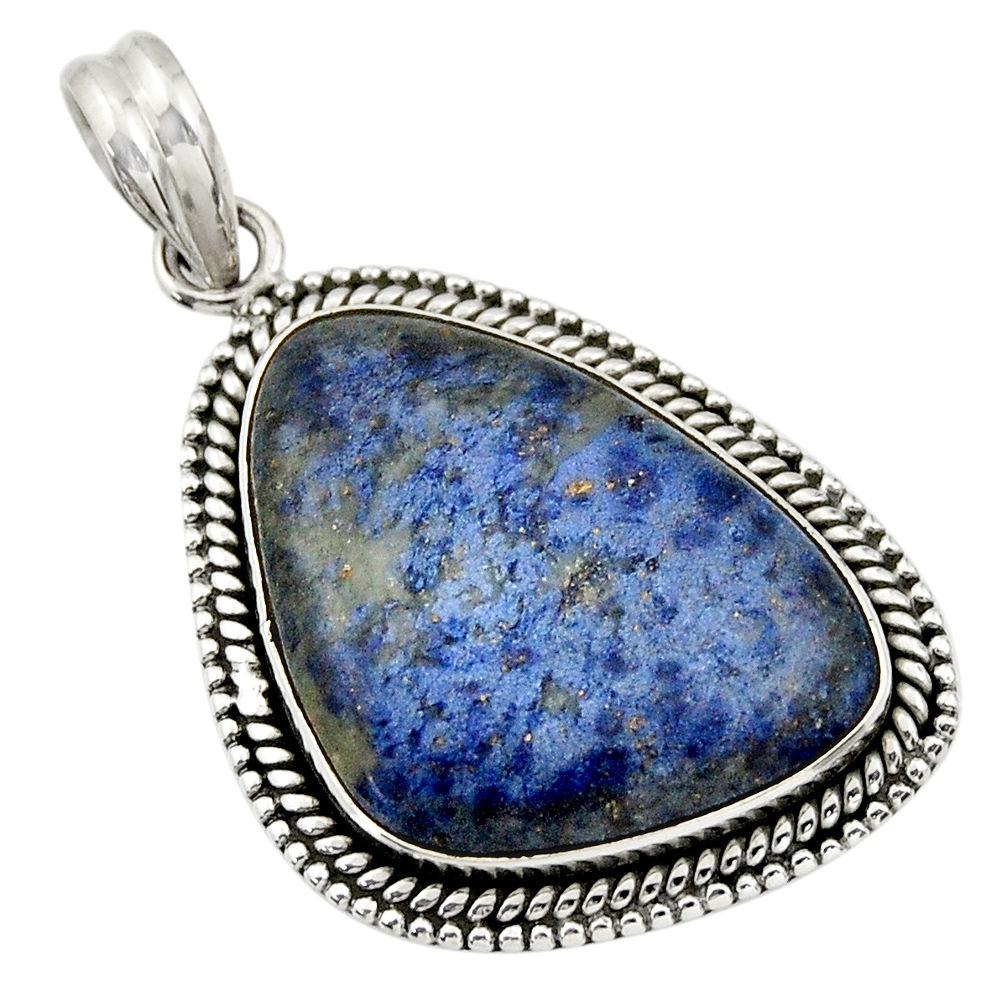 22.57cts natural blue dumortierite 925 sterling silver pendant jewelry r31887